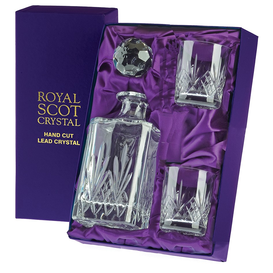Buy And Send Royal Scot Presentation Boxed Highland Square Decanter And 2 Whisky Tumblers